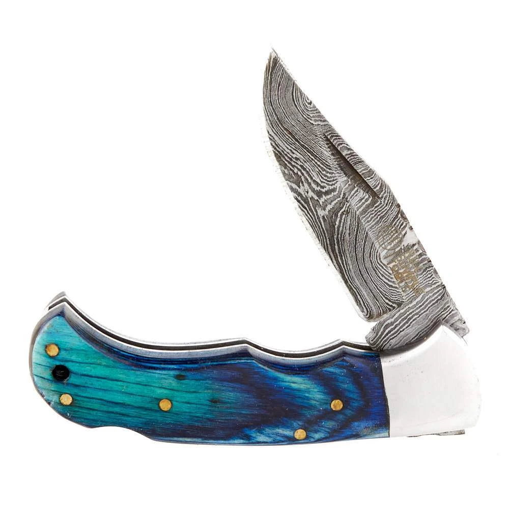 Rill Simple Tools Azul Silver Damascus Knife W/Sheath 049 4 Rill Simple Tools Azul Silver Damascus Knife W/Sheath 049 - Image 2