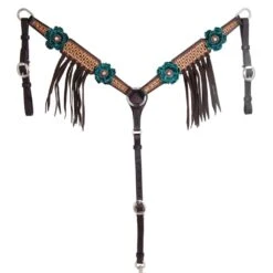 Circle Y Saddlery NRS By Vintage Turquoise Flower Breast Collar -NRS || STANCE || Classic Shop 1012 20 SV 1