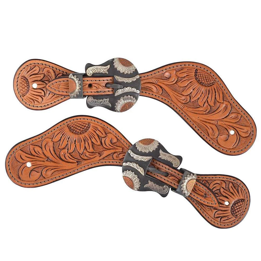 Circle Y Saddlery Ladies Copper Sunflower Spur Straps 4 Circle Y Saddlery Ladies Copper Sunflower Spur Straps - Image 2