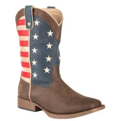 Roper Footwear Kids Brown Vamp Flag Shaft Square Toe Boot
