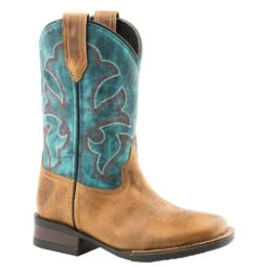 Roper Footwear Kids Tan Burnished Leather Vamp Cowboy Boot