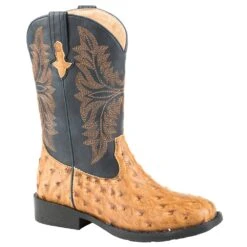 Roper Footwear Kids Tan Embossed Ostrich Vamp Cowboy Boot