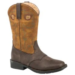Roper Footwear Kids Tumbled Brown Vamp With Saddle Vamp Boot