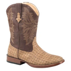Roper Footwear Kids Tan Embossed Caiman Print Cowboy Boot