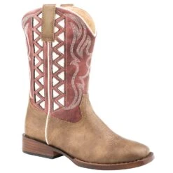 Roper Footwear Kids Brown Vamp Red Zig Zag Boot