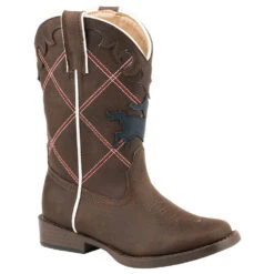 Roper Footwear Kids Brown Upper With Horse Overlay Cowboy Boot