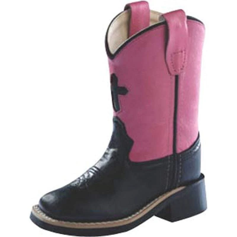 Old West Toddler Old West Black And Hot Pink Cross Cowgirl Boot 3 Old West Toddler Old West Black And Hot Pink Cross Cowgirl Boot