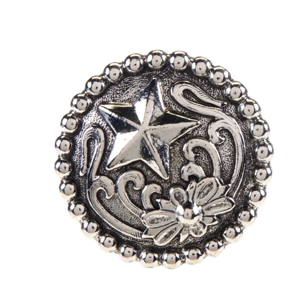 Rockin Out Designs Jewelry 1 1/2in. Beaded Border Concho With Flower And Star 3 Rockin Out Designs Jewelry 1 1/2in. Beaded Border Concho With Flower And Star