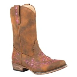 Roper Girls Brown Sparkles 9` Western Boot