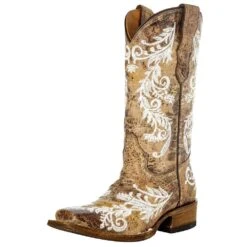 Corral Kids Tan Glow In The Dark Square Toe Boot