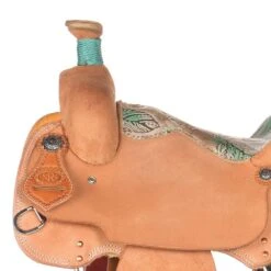 Nrs Competitors NRS Competitor Natural All Around Saddle With Turquoise Feather Seat -NRS || STANCE || Classic Shop 1412070 4