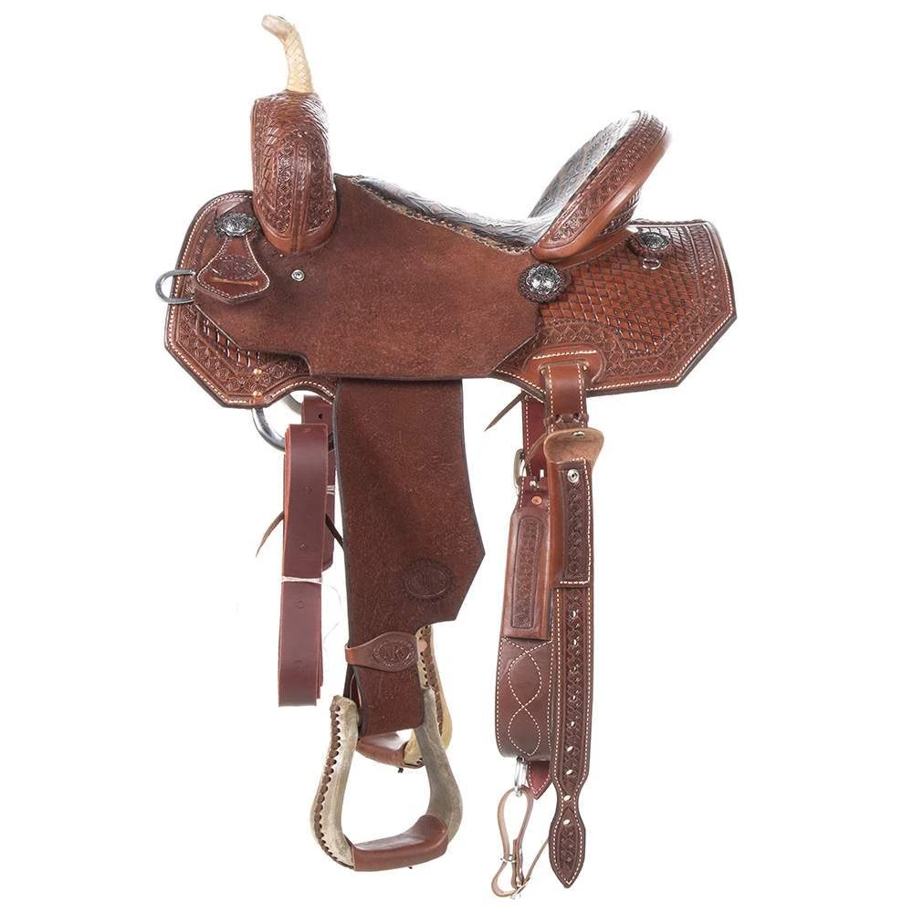 Nrs Competitors 1/2 Breed Chocolate Diamond Stamp With Flower Border Barrel Saddle 4 Nrs Competitors 1/2 Breed Chocolate Diamond Stamp With Flower Border Barrel Saddle - Image 2