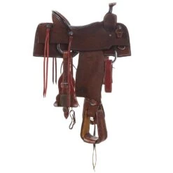 Nrs Competitors Chocolate Roughout Shark Inlaid Seat Team Roping Saddle -NRS || STANCE || Classic Shop 1412176RW 3