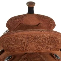 Nrs Competitors Natural 1/4 Breed Roughout Poinsettia Team Roping Saddle -NRS || STANCE || Classic Shop 1412181 03