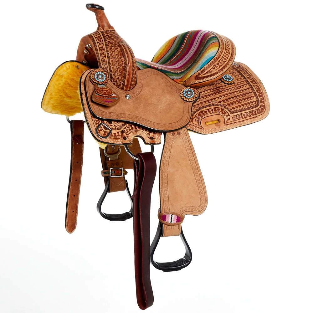 Tough 1 10in. Woven Serape Seat Barrel Saddle 3 Tough 1 10in. Woven Serape Seat Barrel Saddle