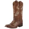 Corral Kids Tan And Pink Embroidered Feather Square Toe Cowgirl Boot