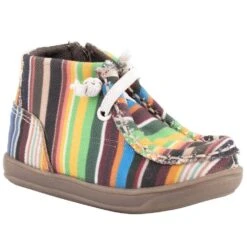 Roper Infant Cowbabies Tommie Striped Canvas Mocasin