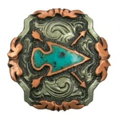 NRS Antique Silver Copper Turquoise Arrowhead 1 1/2 Inch Concho