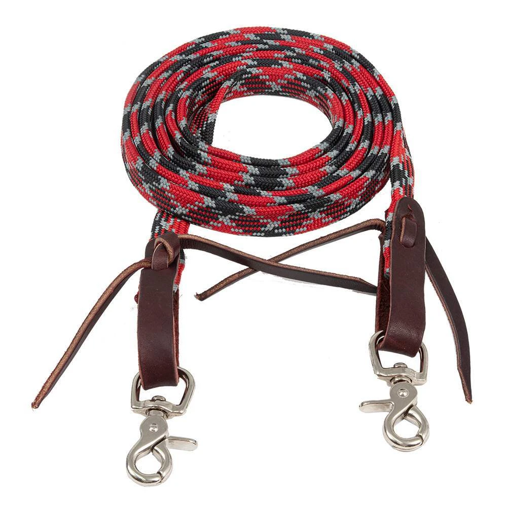 Mustang Aztec Braided Waxed Roping Rein W/Latigo Waterloops 4 Mustang Aztec Braided Waxed Roping Rein W/Latigo Waterloops - Image 2