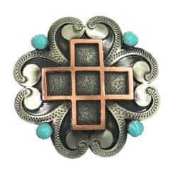 Augus Silversmith's Turquoise Copper Cross Saddle Concho Set