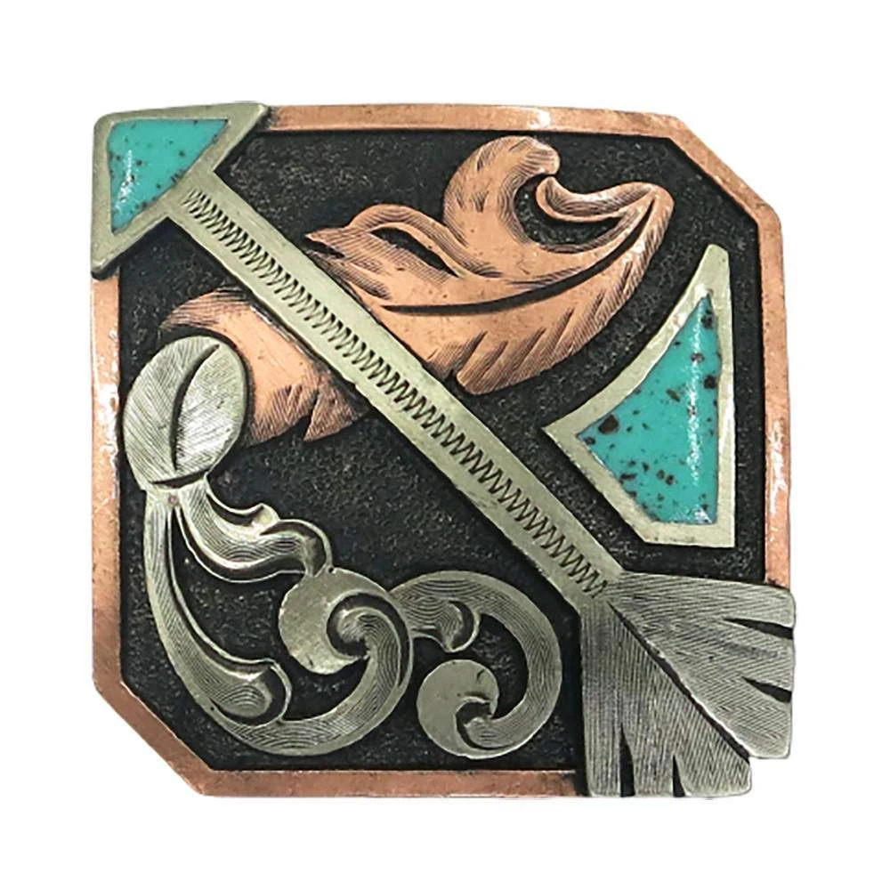 NRS Turquoise Arrow Square Saddle Concho Set 3 NRS Turquoise Arrow Square Saddle Concho Set