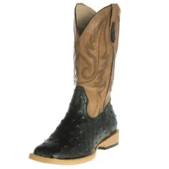 Roper Youth Black Ostrich Print Cowboy Boots