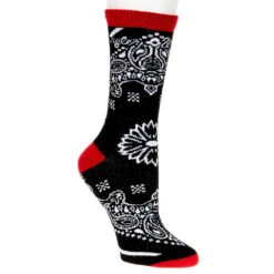 For Bare Feet Women's Black & Red Wrangler Bandana Crew Socks -NRS || STANCE || Classic Shop 510RED 2