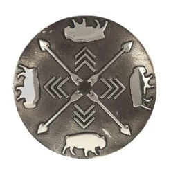 Augus Silversmiths Llc Antique Silver Buffalo And Arrow 1 1/2 Inch Concho