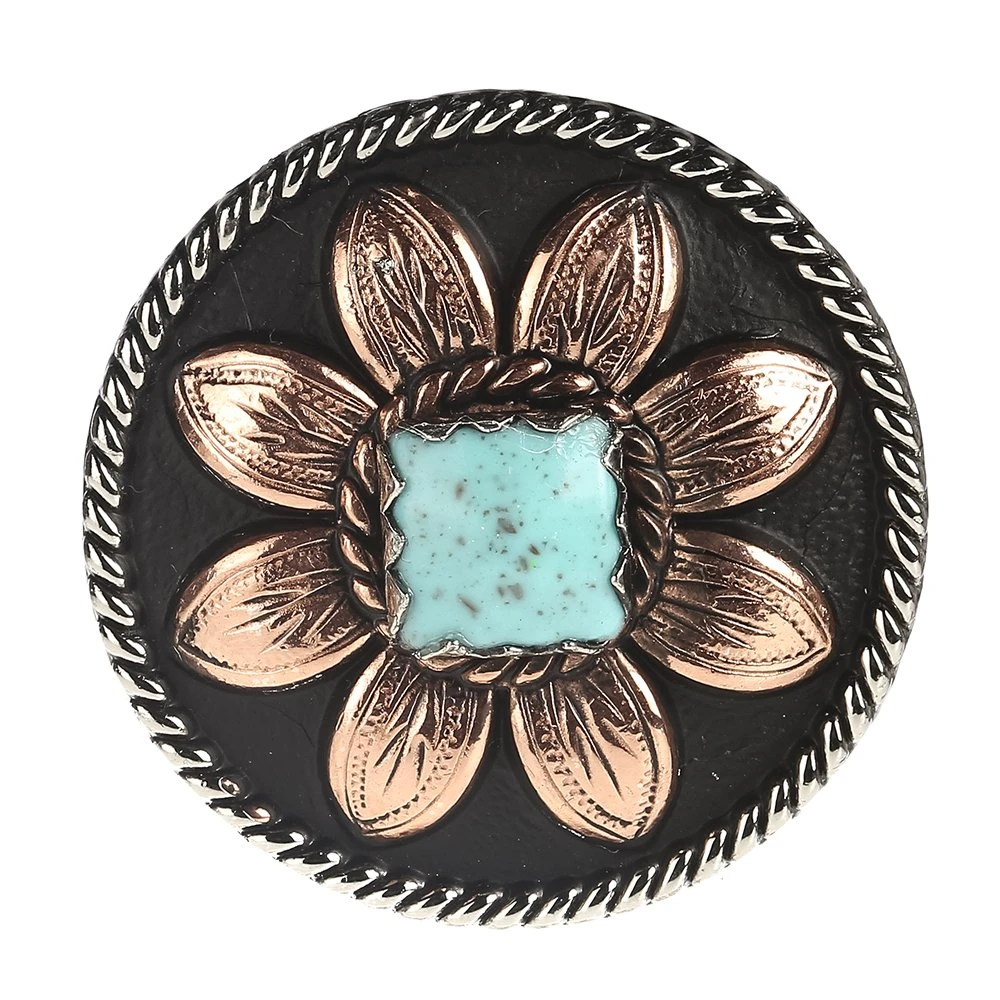 Augus Silversmiths Llc Copper Flower Turquoise Stone 1 1/2 Inch Concho 3 Augus Silversmiths Llc Copper Flower Turquoise Stone 1 1/2 Inch Concho