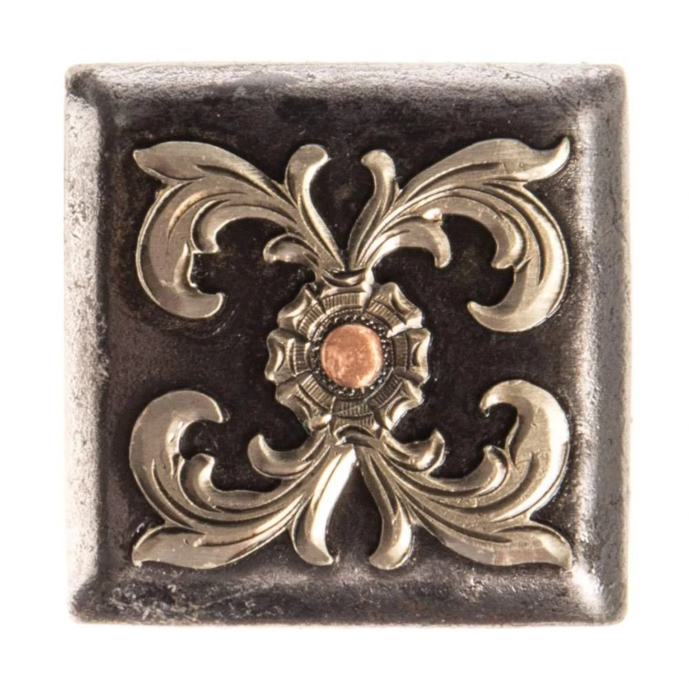 Wildfire Silver 1 1/2in. Square Floral Concho 3 Wildfire Silver 1 1/2in. Square Floral Concho