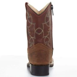 Old West Toddler's Burnt Red Waxy Top And Brown Bull Hide Foot Boot -NRS || STANCE || Classic Shop BSI1912 04