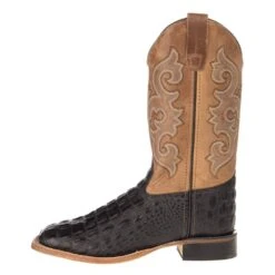 Old West Boys Youth Old West Black Horn Back Gator Tan Fry Cowboy Boots -NRS || STANCE || Classic Shop BSY1829 2