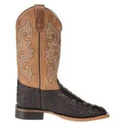 Old West Boys Youth Old West Black Horn Back Gator Tan Fry Cowboy Boots -NRS || STANCE || Classic Shop BSY1829 4