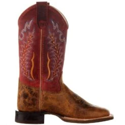 Old West Youth Burnt Brown Red Shaft Square Toe Cowboy Boot -NRS || STANCE || Classic Shop BSY1959 05