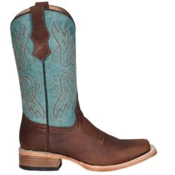 Circle G Kids Brown And Turquoise Top Square Toe Boot -NRS || STANCE || Classic Shop J7106 BOOT 3