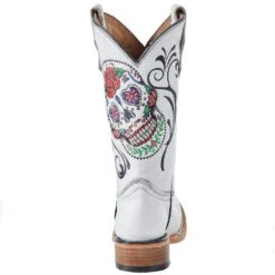 Circle G Kids White Sugar Skull Square Toe Cowboy Boot -NRS || STANCE || Classic Shop J7123 03