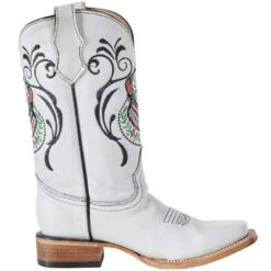 Circle G Kids White Sugar Skull Square Toe Cowboy Boot -NRS || STANCE || Classic Shop J7123 04