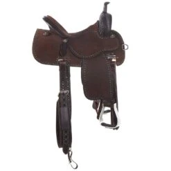 Martin Saddlery Crown C Chocolate Barrel Saddle With Snowflake Tooling -NRS || STANCE || Classic Shop NRS 97CHSF 1