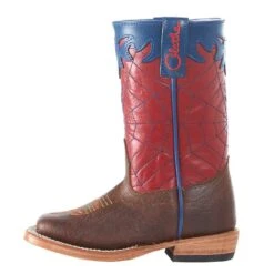 Olathe Boot Company Youth Toast Bison-Red And Blue Spider Web Boot -NRS || STANCE || Classic Shop OK42 21
