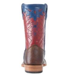 Olathe Boot Company Youth Toast Bison-Red And Blue Spider Web Boot -NRS || STANCE || Classic Shop OK42 31