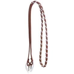 Rafter T Ranch Company Leather Laced Barrel Reins -NRS || STANCE || Classic Shop RN220 WHT 01