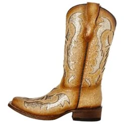 Corral Kids Tan Sparkle Inlay Square Toe Cowgirl Boot -NRS || STANCE || Classic Shop T0117 3