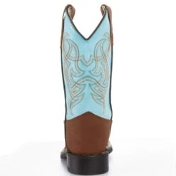 Old West Children's Brown Foot Teal Top Cowboy Boot -NRS || STANCE || Classic Shop VB9167 04