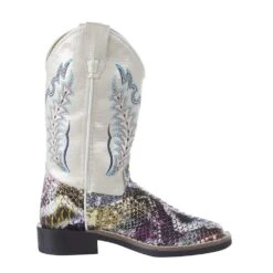 Old West Children's Multi Colored Snake Print Cream Shaft Boot -NRS || STANCE || Classic Shop VB9177 5