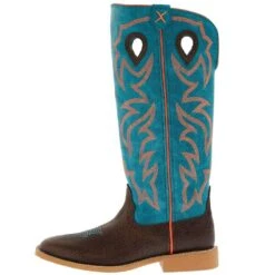 Twisted X Youth Dark Chocolate And Electric Turquoise Buckaroo Boot -NRS || STANCE || Classic Shop YBK0011 03