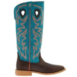 Twisted X Youth Dark Chocolate And Electric Turquoise Buckaroo Boot -NRS || STANCE || Classic Shop YBK0011 05